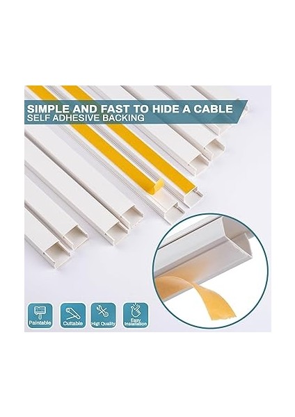 Kablo Kapağı Yarış Pisti Seti, 157 Inç Kablo Kanalı + 19 Adet Konnektör, Duvara Monte Tv Kiti Için Boyanabilir Kordon Gizleyici, Bebek ve Evcil Hayvan Korumalı Elektrik Şeridi Kablosu Kapağı modelleri