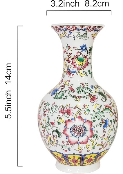 Çin Emaye Vazo, Ev Dekorasyonu Için Küçük Çiçekli Porselen Vazo, Oturma Odası Için Klasik Seramik Çiçek Vazosu, 14 cm indirimleri