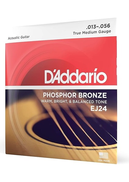 EJ24 Akustik Gitar Tel Seti, Phosphor-Bronze, True Medi