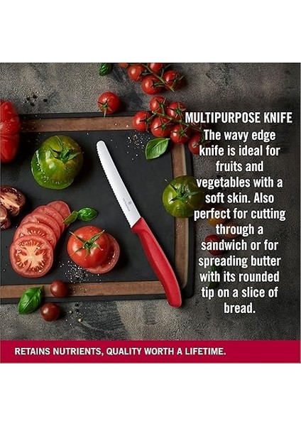 6.7831 Swissclassic 11CM Domates &amp; Sosis Bıçağı, Paslanmaz Çelik Kirmizi, Classic fırsatları