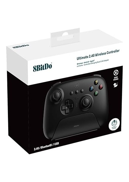Ultimate Hall Effect 2.4g Controller ve Şarj Dock - Siyah Windows, Android Pc Ipad Uyumlu fırsatları
