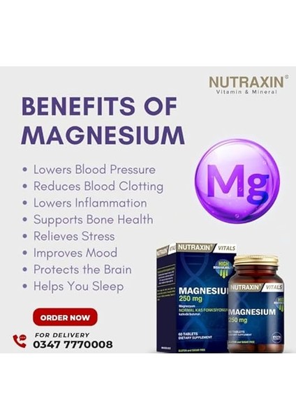 Vitals Magnesium 250 Mg 60 Tablet Takviye Edici Gıda fiyatları