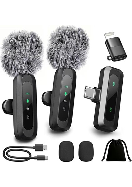 Yeni Mini Mikrofon iPhone Için LED Ekran, Bluetooth Mikrofon, Kablosuz Yaka Mikrofon Hd Gürültü Engelleme, Taşınabilir Yaka Mikrofon Kayıt Video Podcast Vlog Içerik Yaratıcısı Röportaj