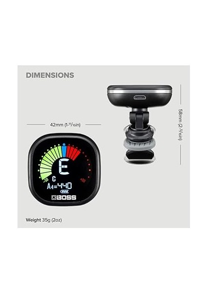 Tu-05 Clip On Tuner, Büyük Renkli Ekran ve Şarj Edilebilir Pil Konforu modelleri