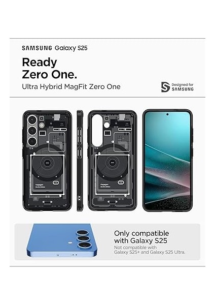 Galaxy S25 Ince Kılıf Ultra Hybrid Sararma Karşıtı Duraclear™ Hava Kanalı Teknolojisi™ Askeri Sınıf Koruma Magfit Özellikli Zero One Black Tasarım Kapak - ACS09003 fiyatları