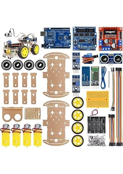 4 Teker Robot Araba Kodlama Seti 4WD-BLE (Arduino Temelli - Kutulu ve E-Kitaplı) fırsatları