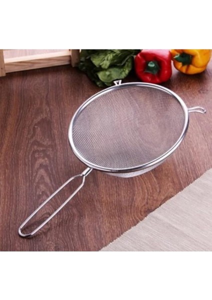 18 cm Metal Saplı Kalaylı Un - Süt - Şeker - Bakliyat Süzgeci