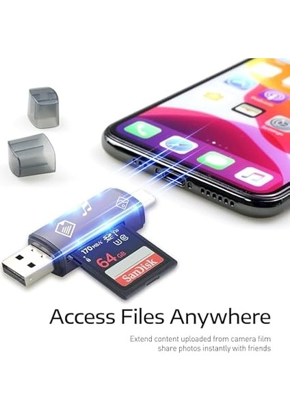 2'si 1 Arada USB 3.0 &amp; Type-C Sd Kart Okuyucu | Tf/sd/sdxc/sdhc Kartları Destekler | Pc, Dizüstü, Android Telefon ile Uyumlu Çift Konnektörlü Hafıza Kartı Adaptörü modelleri