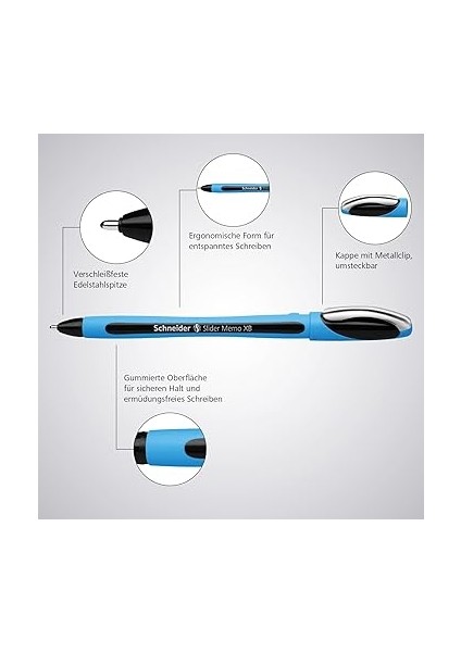 Slider Memo Xb Tükenmez Kalem (Kapaklı, Çizgi Kalınlığı: Xb) Mavi fırsatları
