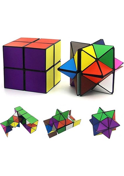 Cube Öklid Küpü Yıldız Küpü Sihirli Küp Seti, Çocuklar ve Yetişkinler Için Küpler Büyülü Bulmaca Küpleri (Çok Renkli)