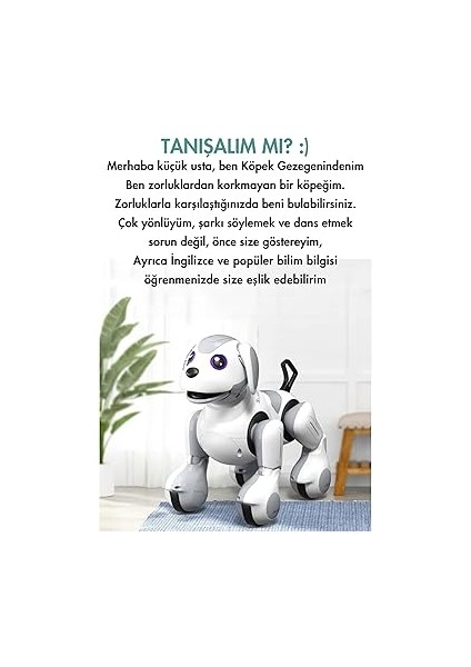 Fonksiyonlu Şarjlı Uzaktan Kumandalı ve El Sensörlü 22 cm Akıllı Robot Köpek Sesli Işıklı Programlama Dans Havlama ve Elle Kontrol fırsatları