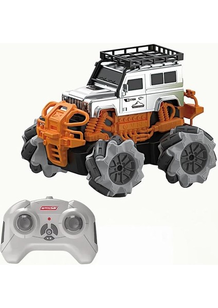4x4 Offroad Uzaktan Kumandalı Akrobat Drift Arabası Offroad Jeep Araba 360° ve 45° Yatay Hareket Drift Atan Şarjlı Çılgın Araba (Gri)
