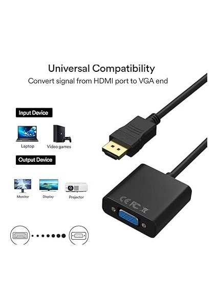 Plus PX-1240S Dijital HDMI To VGA 30CM Görüntü Çevirici Aparat Siyah fırsatları