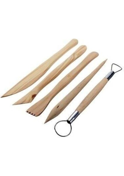 Kil Hamuru Set-4, Seramik Hamuru Başlangıç Seti, Ahşap Ebeşuar, Merdane, 1 kg Kil, Boya, Fırça modelleri