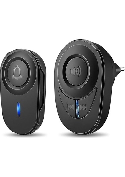 Kablosuz Zil, Dış Mekan Için Su Geçirmez, Kablosuz Kapı Zili, Kablosuz Set, Dış Mekan Için Kablosuz Kapı Zili, Kablosuz, Uzaktan Kumandalı Kapı Zili, 52 Melodi, 5 Ses Seviyesi, Siyah