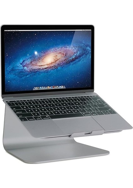 Alüminyum Laptop Stand – MacBook &amp; 10-17” Dizüstü Bilgisayarlarla Uyumlu, Ergonomik Yükseltici, Isı Dağıtıcı, Sabit Masa Standı, Rain Design Stil Uyumlu Gri