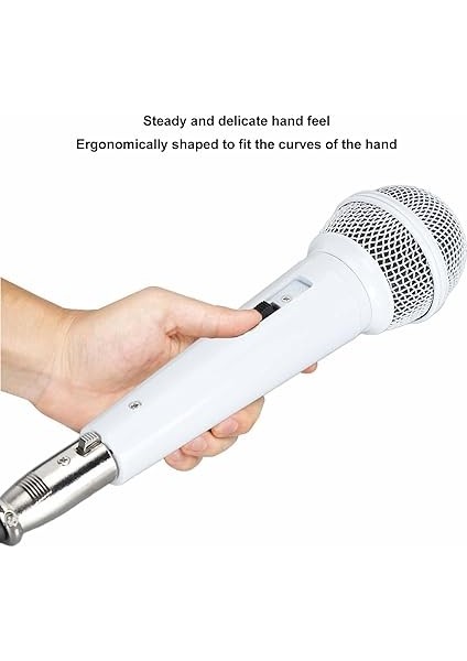 El Mikrofonu, 6.35MM Jack Profesyonel Dinamik Mikrofon, Hoparlörler Için Net Ses Ergonomik Kablolu El Mikrofonu Karaoke Partisi (Whıte) indirimleri