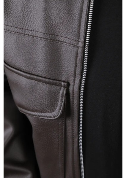 Oversize Rahat Kalıp Cep Detaylı Erkek Deri Ceket fırsatları