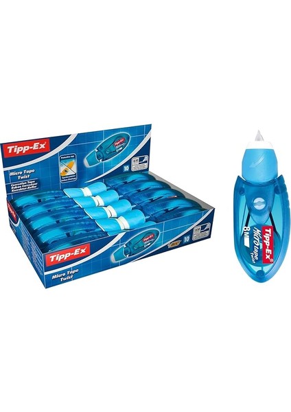 Microtape Twist Şerit Silici 10'lu Kutu, 8 Metre Şerit Uzunluğu, 5 Mm. Şerit Genişliği, Kuruma Süresi Gerektirmez