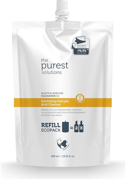 Purest Solutions Sivilce ve Siyah Nokta Karşıtı Yağlı Karma Ciltler Temizleme Jeli Ekolojik Yedek Paket 400 ml