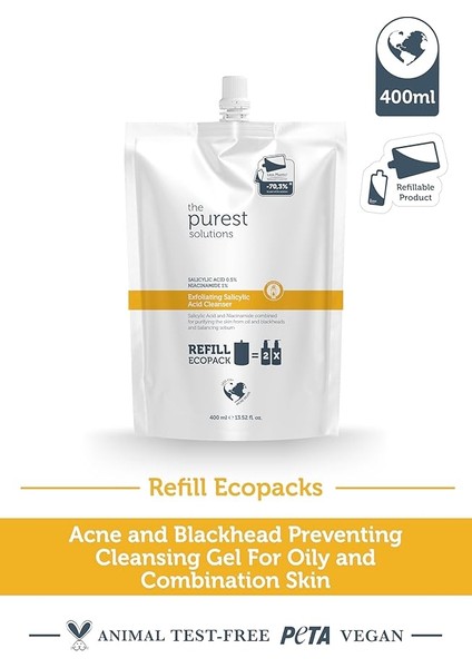 Purest Solutions Sivilce ve Siyah Nokta Karşıtı Yağlı Karma Ciltler Temizleme Jeli Ekolojik Yedek Paket 400 ml fiyatları
