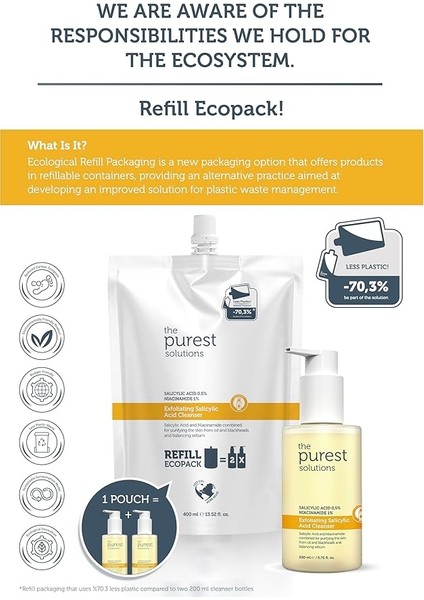 Purest Solutions Sivilce ve Siyah Nokta Karşıtı Yağlı Karma Ciltler Temizleme Jeli Ekolojik Yedek Paket 400 ml modelleri