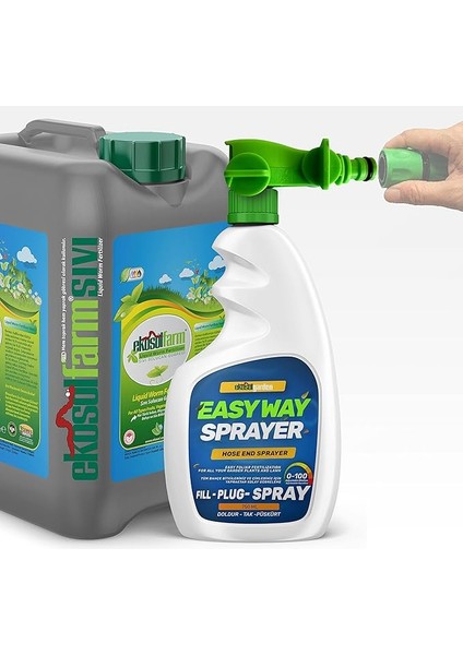 Ekosolfarm Sıvı Solucan Gübresi 10 Lt + Easyway Hortum Ucu Sprayer Ewb Çim ve Tüm Bahçe Bitkilerine Uygun Sıvı Gübre