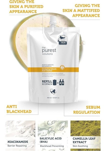 Purest Solutions Sivilce ve Siyah Nokta Karşıtı Yağlı Karma Ciltler Temizleme Jeli Ekolojik Yedek Paket 400 ml fırsatları