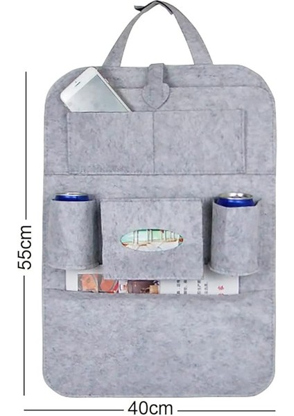 Araba Koltuk Arkası Düzenleme Organizeri Koltuk Arkası Eşya Düzenleyici Oto Kılıf Aksesuarı Koltuk Arkası Keçe Organizer (Gri) fiyatları