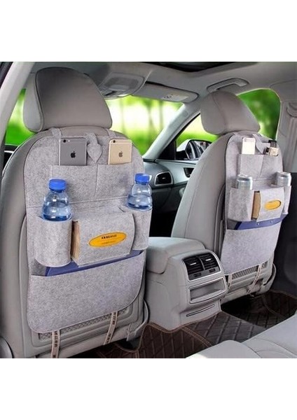 Araba Koltuk Arkası Düzenleme Organizeri Koltuk Arkası Eşya Düzenleyici Oto Kılıf Aksesuarı Koltuk Arkası Keçe Organizer (Gri) modelleri