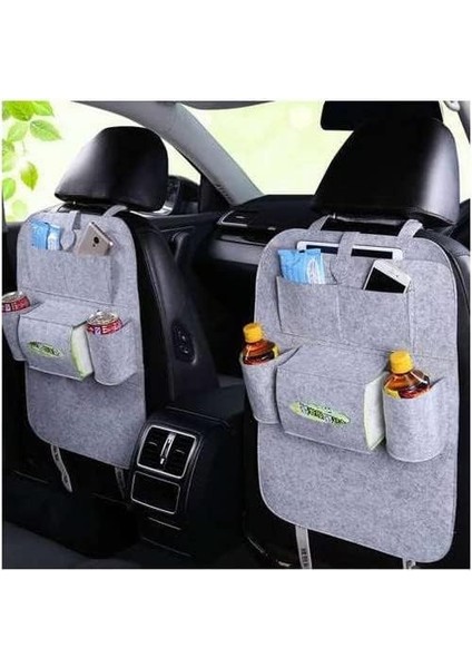 Araba Koltuk Arkası Düzenleme Organizeri Koltuk Arkası Eşya Düzenleyici Oto Kılıf Aksesuarı Koltuk Arkası Keçe Organizer (Gri) fırsatları