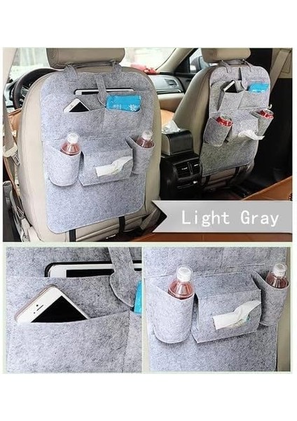 Araba Koltuk Arkası Düzenleme Organizeri Koltuk Arkası Eşya Düzenleyici Oto Kılıf Aksesuarı Koltuk Arkası Keçe Organizer (Gri) indirimleri