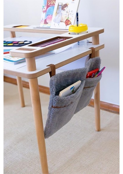 Çocuk Oyun Etkinlik Masası Askılı Organizerli Aktivite, Montessori, Çalışma Masası Well Gri