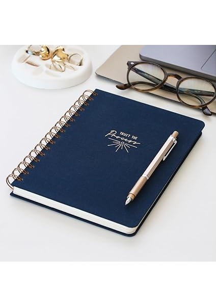 A5 Spiralli Sert Kapak Keten Düz Çizgisiz Tarihsiz Not Defteri Lacivert modelleri