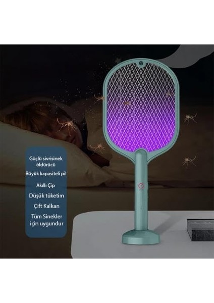 Çok Katmanlı Uv Işıklı Şarjlı 3000V Elektrikli Sivrisinek Öldürücü Sinek Kovucu Raket Beyaz modelleri