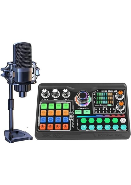 Podcast Mikrofon Ses Kartı Kiti Pc Smartphone Dizüstü Bilgisayar Içiin Vlog Kayıt Canlı Akışı Youtuber Yayıncılara Uygun P300 (P300)