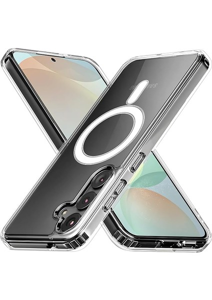Samsung Galaxy S24 Fe Için Şeffaf Kılıf Magsafe Aksesuarları ile Uyumlu Arkası Sert Pc Köşeleri Tpu Darbe Emici Silikon Sararmaya Dayanıklı Kalın Koruyucu Güçlü Manyetikli Hybrid Kılıf
