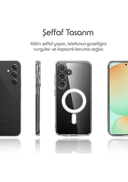 Samsung Galaxy S24 Fe Için Şeffaf Kılıf Magsafe Aksesuarları ile Uyumlu Arkası Sert Pc Köşeleri Tpu Darbe Emici Silikon Sararmaya Dayanıklı Kalın Koruyucu Güçlü Manyetikli Hybrid Kılıf fiyatları