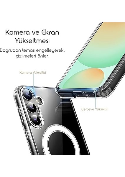 Samsung Galaxy S24 Fe Için Şeffaf Kılıf Magsafe Aksesuarları ile Uyumlu Arkası Sert Pc Köşeleri Tpu Darbe Emici Silikon Sararmaya Dayanıklı Kalın Koruyucu Güçlü Manyetikli Hybrid Kılıf modelleri