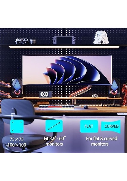 Bayou L50-GAMING, 2-20 kg Uyumlu, 32INCH-60INCH Aralığında Büyük Ekranlar Için Rgb Aydınlatmalı Oyuncu Monitör Standı (Kırmızı) fiyatları