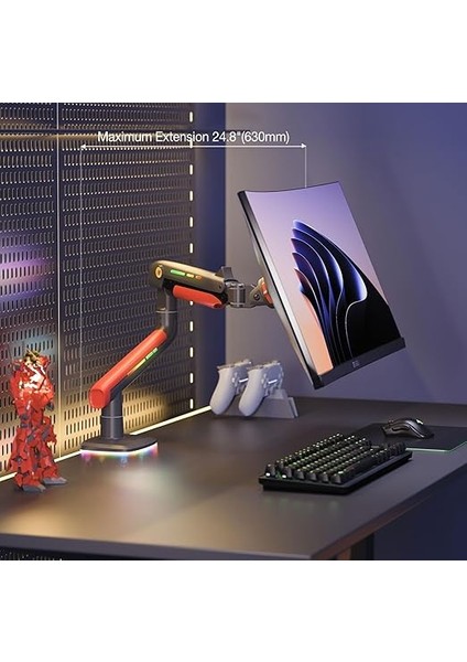 Bayou L50-GAMING, 2-20 kg Uyumlu, 32INCH-60INCH Aralığında Büyük Ekranlar Için Rgb Aydınlatmalı Oyuncu Monitör Standı (Kırmızı) fırsatları