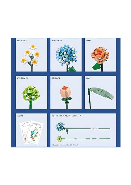 Mini Bloklar Çiçek Buketi Yapı Seti, Yapay Çiçek Yapı Taşları, Ev Dekorasyonu, 680 Adet, 8 – 12 Yaş Arası Kızlar Için Yaratıcı Botanik Koleksiyonu (Papatya / Ortanca / Gül / Gül Goncası) fırsatları