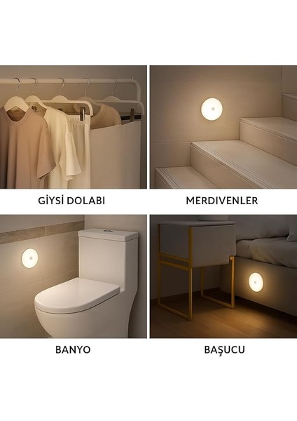 Set Hareket Sensörlü Gece Lambası – USB Şarjlı 4000K Gün Işığı LED – Duvar, Dolap, Merdiven, Başucu Için Akıllı Işık fiyatları