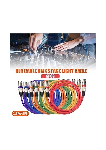 6 Adet 1.5m Xlr Kablo Seti Renkli Mikrofon Kabloları Dmx Sahne Işık Kablosu 3-Pin Erkekten Kadına Karıştırma Spot Işığı Sahne Par Işık Mikrofon Mikser indirimleri