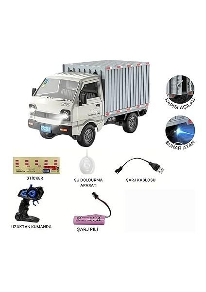 Kumandalı Rc Kamyonet,yük Taşıma Aracı,sesli,ışıklı,şarjlı,(Pil Hediyeli),2.4 Ghz Araç,uzaktan Kumandalı Kargo Arabası (Beyaz) fiyatları
