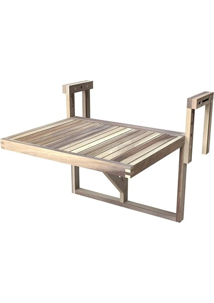 Real Wood Stockholm Balkon Katlanır Masa Ayarlanabilir Fsc Akasya Ağacı Organik Beyaz
