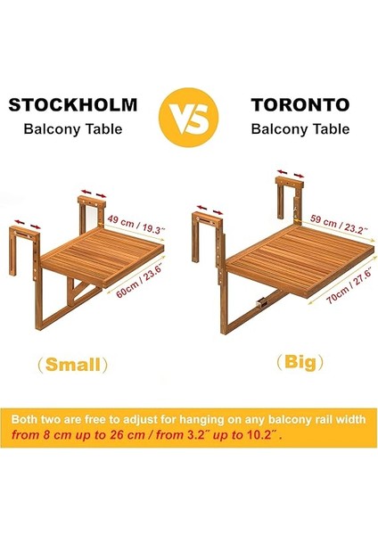 Real Wood Stockholm Balkon Katlanır Masa Ayarlanabilir Fsc Akasya Ağacı Organik Beyaz modelleri