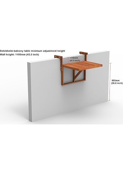 Real Wood Stockholm Balkon Katlanır Masa Ayarlanabilir Fsc Akasya Ağacı Organik Beyaz indirimleri