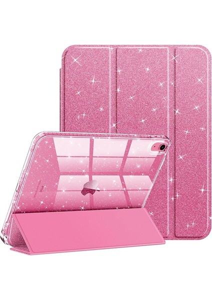 iPad 11 Nesil 11 Inç 2025 (A16), iPad 10 Nesil 2022 10,9 Inç Için Kalem Tutuculu Kılıf, Parıltılı, Darbeye Dayanıklı Kılıf, Parlak, Şeffaf Arka Yüz Koruyucu Kılıf, Pembe