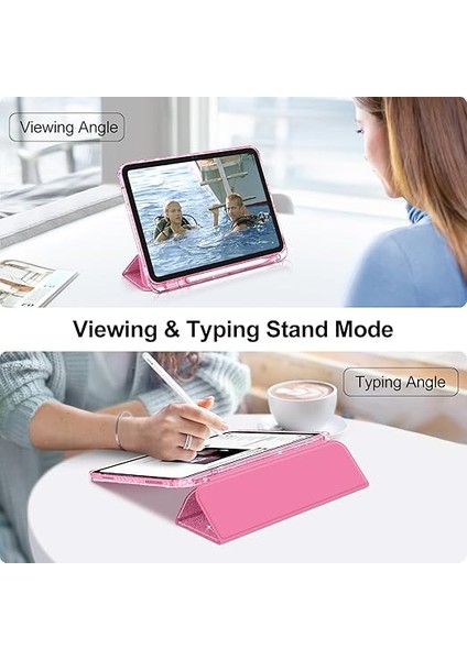 iPad 11 Nesil 11 Inç 2025 (A16), iPad 10 Nesil 2022 10,9 Inç Için Kalem Tutuculu Kılıf, Parıltılı, Darbeye Dayanıklı Kılıf, Parlak, Şeffaf Arka Yüz Koruyucu Kılıf, Pembe indirimleri